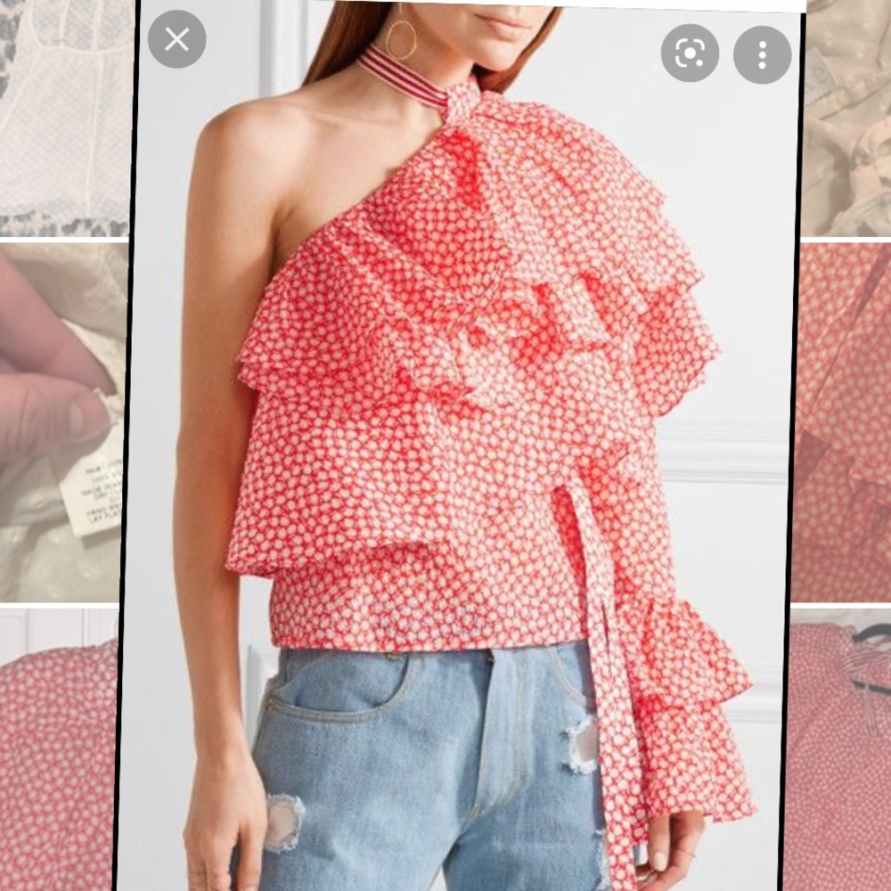 Rosie assoulin one shoulder floral top size small